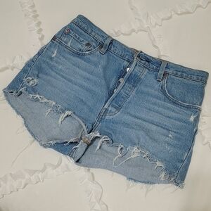 Levi's 501 high rise button fly cutoff denim shorts